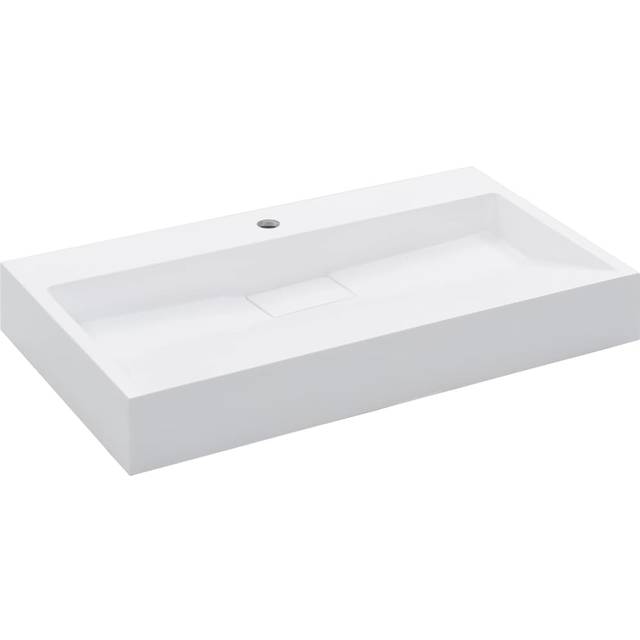 vidaXL Wash Basin 80cm Mineral Cast/Marble Cast White Countertop Bathroom Sink