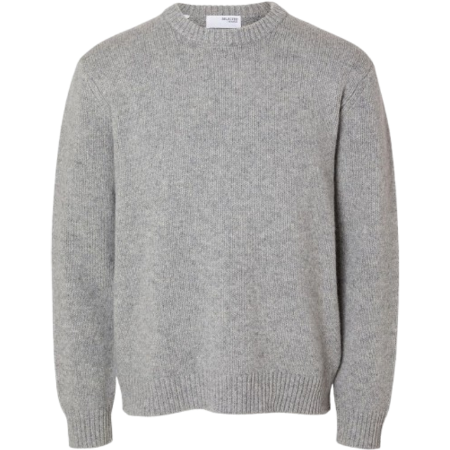 Selected Relaxed Fit Knit Sweater - Light Grey Melange