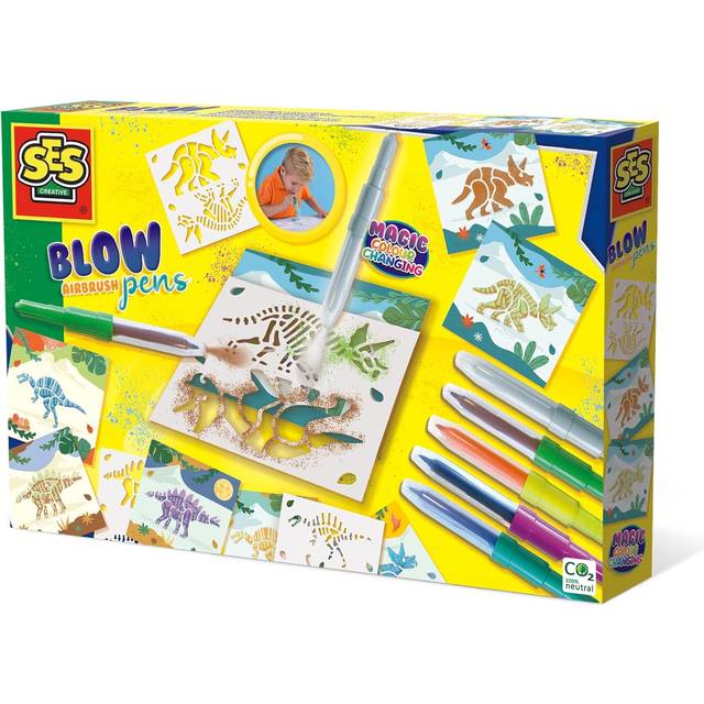 SES Creative Dinosaurs Magic Colour Change Blow Air Brush Pens - White