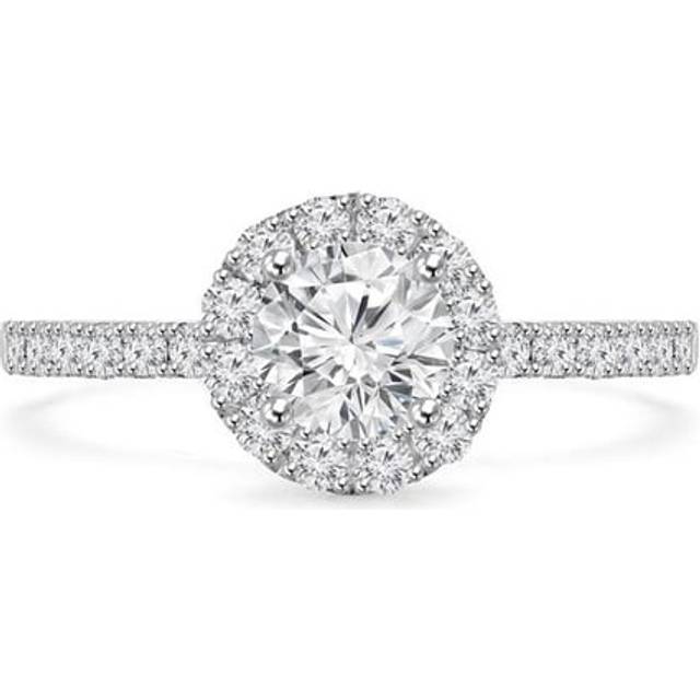 Majesty Diamonds MD240121-3.5 1.14 CTW Round Diamond High Set Halo Engagement Ring in 14K White Gold - Size 3.5