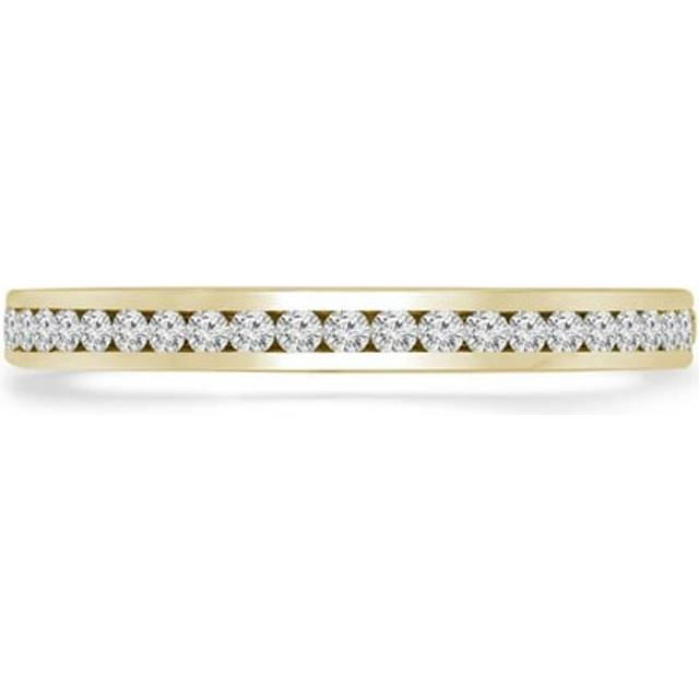 Majesty Diamonds MD230300-7.5 0.25 CTW Round Diamond 0.75 Way Channel Set Semi-Eternity Anniversary Wedding Band Ring in 14K Yellow Gold - Size 7.5