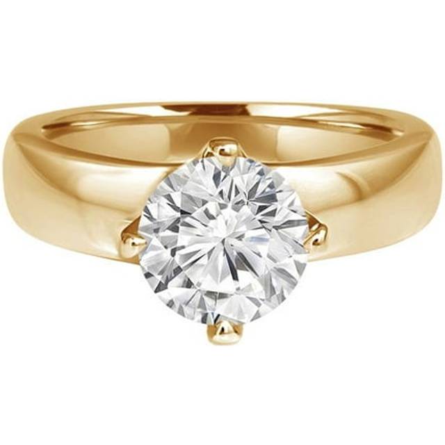 Majesty Diamonds MD240063-8 1.5 CT Round Lab Created Diamond 4-Prong Solitaire Engagement Ring in 14K Yellow Gold - Size 8