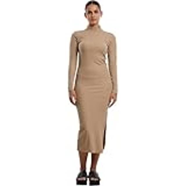 UC Ladies UC Rib Longlseeve Mockneck Dress Beige / S Klänning