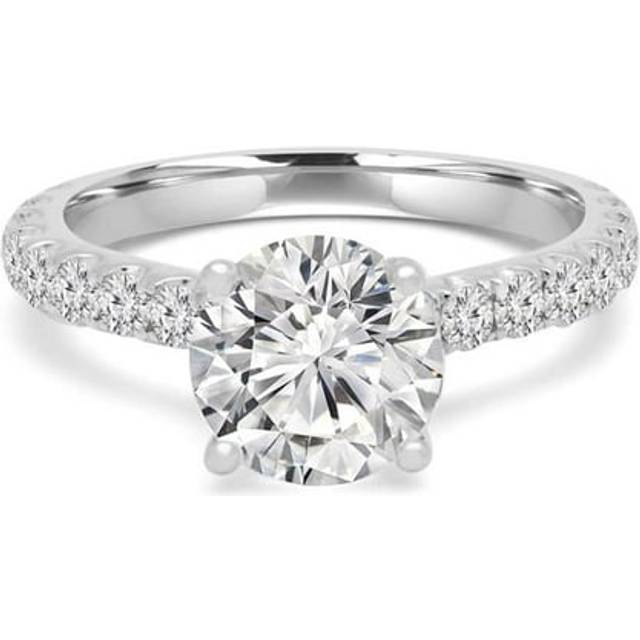 Majesty Diamonds MD240264-6.5 2.16 CTW Round Lab Created Diamond Solitaire with Accents Engagement Ring in 14K White Gold - Size 6.5