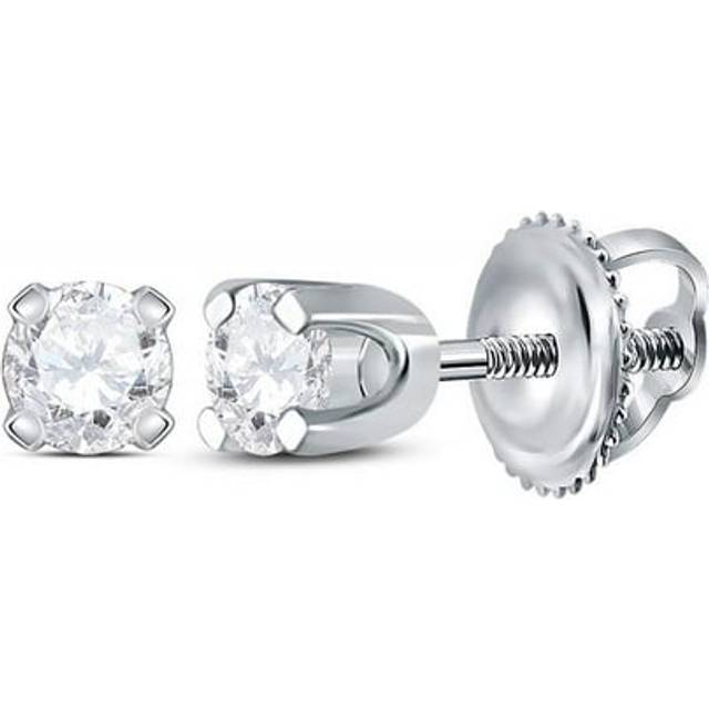 GND 49829 0.16 CTW 14KT White Gold Child Infant Round Diamond Solitaire Stud Earrings