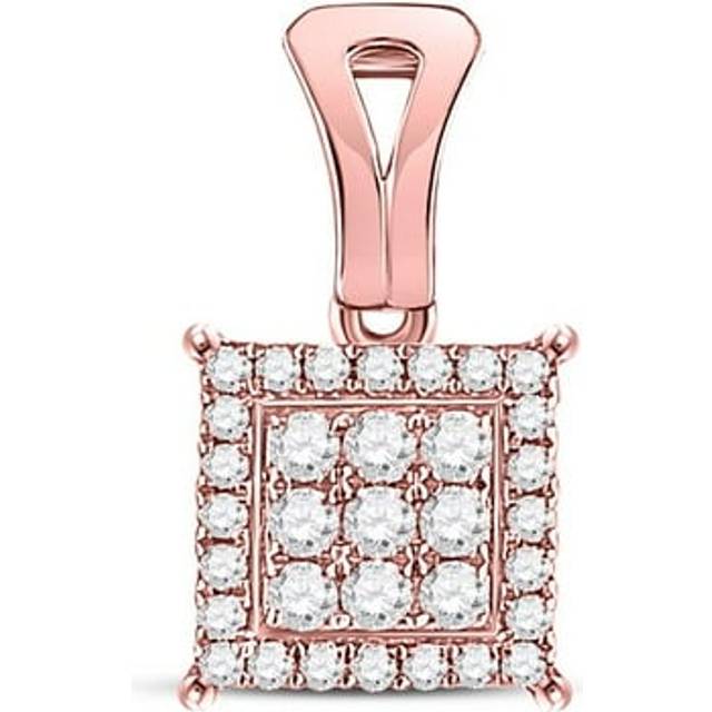 GND 127606 0.25 CTW 14KT Rose Gold Womens Round Diamond Square Cluster Pendant