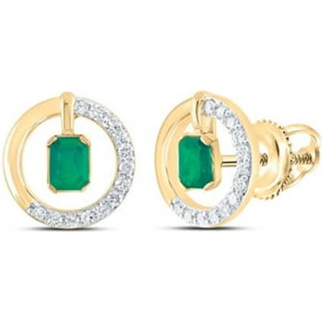 GND 183131 0.16 CTW Diamond CN 4 x 3 mm Emerald Natural Gem Fashion Earring