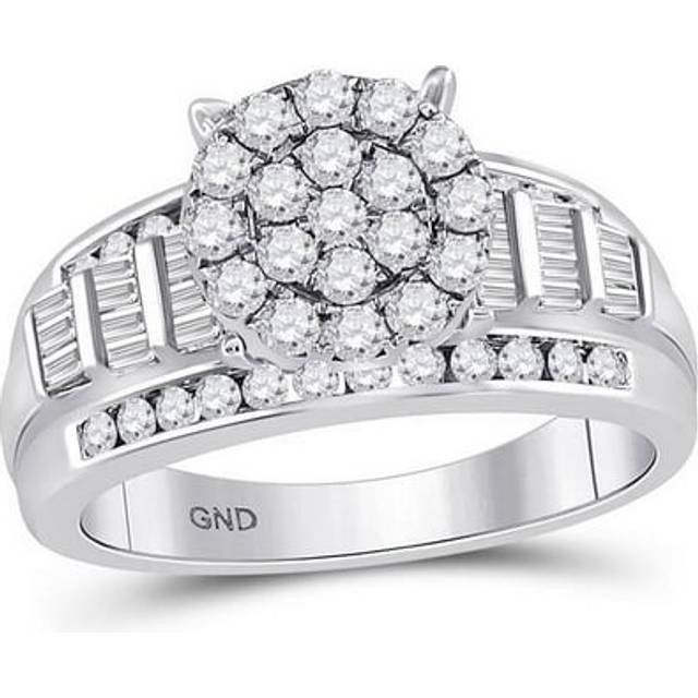GND 112231 1.00 CTW 10KT White Gold Womens Round Diamond Cindys Dream Cluster Bridal Wedding Engagement Ring, Size 7