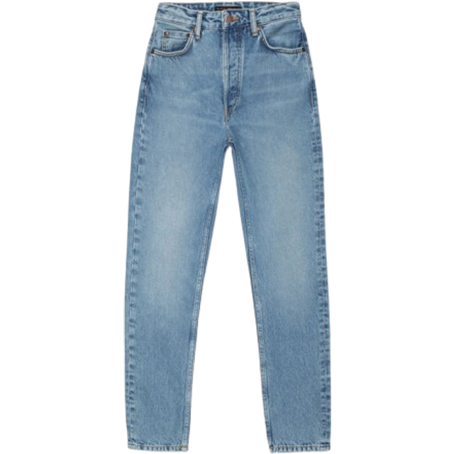 Nudie Jeans Breezy Britt Blue Rebel High Waist Regular Tapered Fit Women's Organic Jeans W26/L34 Sustainable Denim (W26/L34)