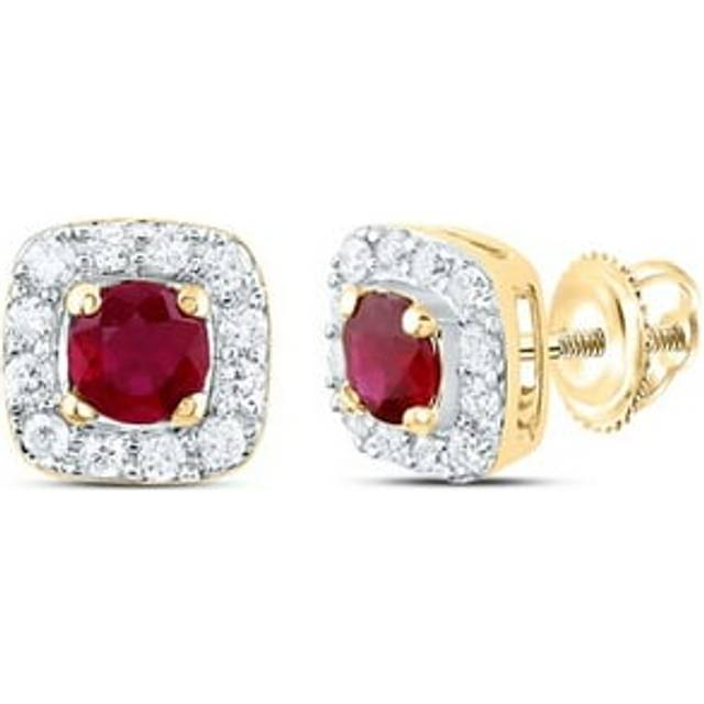 GND 179940 0.125 CTW Diamond CN 3 mm Red RU Natural Gem Stud Earring