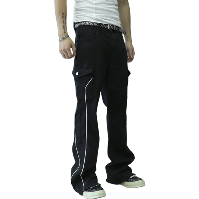 Manfinity Men&#39;s Casual Contrast Binding Cargo Jeans