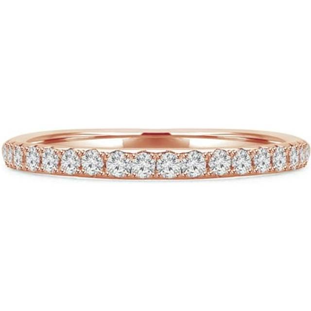 Majesty Diamonds MD230308-6 0.2 CTW Round Diamond Semi-Eternity Anniversary Wedding Band Ring in 14K Rose Gold - Size 6