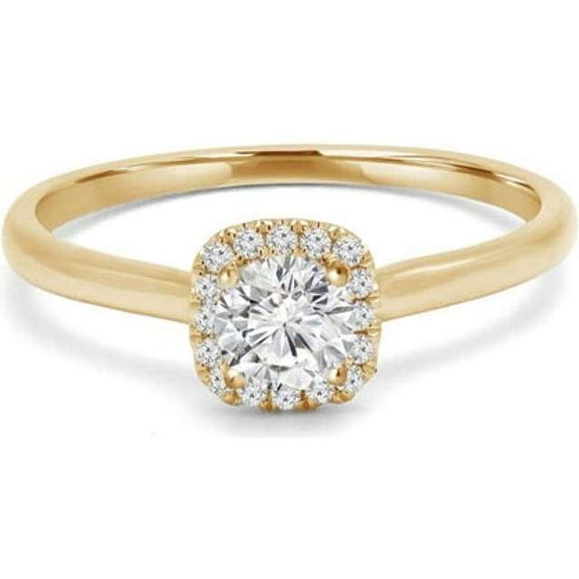 Majesty Diamonds MD240130-5 0.33 CTW Round Diamond Cushion Halo Engagement Ring in 14K Yellow Gold - Size 5