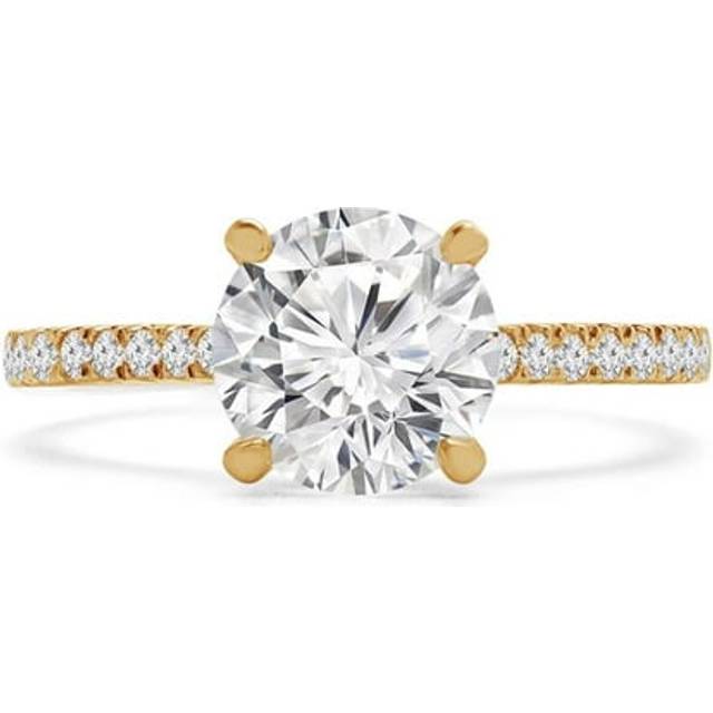 Majesty Diamonds MD240213-6 0.75 CTW Round Diamond Cathedral Solitaire with Accents Engagement Ring in 14K Yellow Gold - Size 6