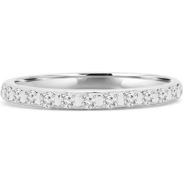 Majesty Diamonds MD230295-7 0.2 CTW Round Diamond Shared Prong Semi-Eternity Anniversary Wedding Band Ring in 14K White Gold - Size 7