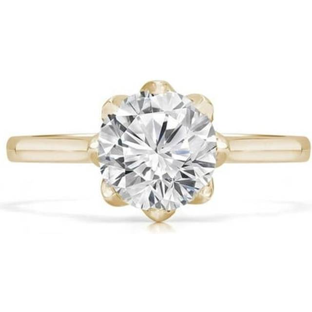 Majesty Diamonds MD240057-6.5 0.4 CT Round Diamond 8-Prong Solitaire Engagement Ring in 14K Yellow Gold - Size 6.5
