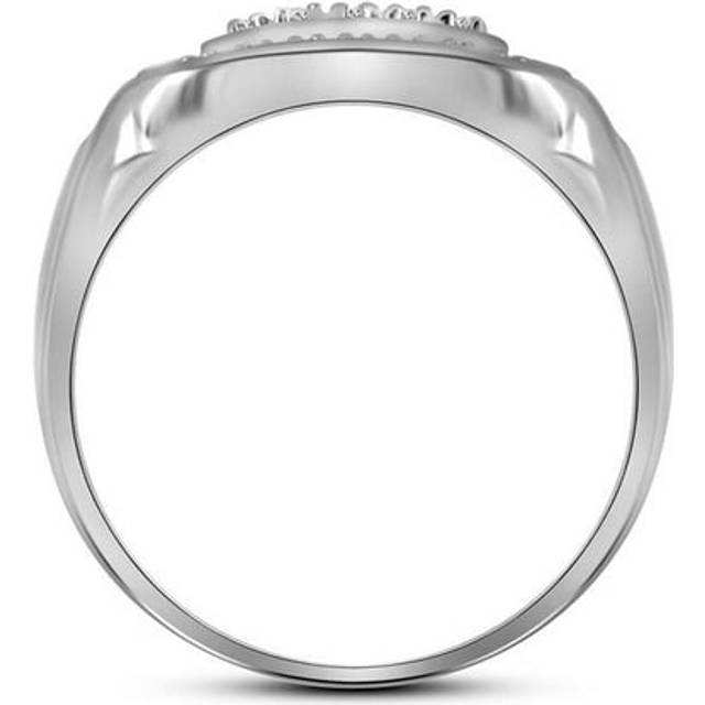 GND 48318 0.1 CTW Sterling Silver Mens Round Diamond Square Frame Cluster Ring, Size 10