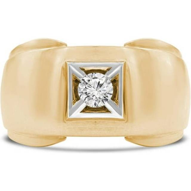 Majesty Diamonds MD240288-4 0.25 CT Round Lab Created Diamond Bezeled Diamond Mens Wedding Band Ring in 14K Yellow Gold - Size 4