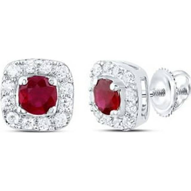 GND 179944 0.125 CTW Diamond CN 3 mm Red RU Natural Gem Stud Earring