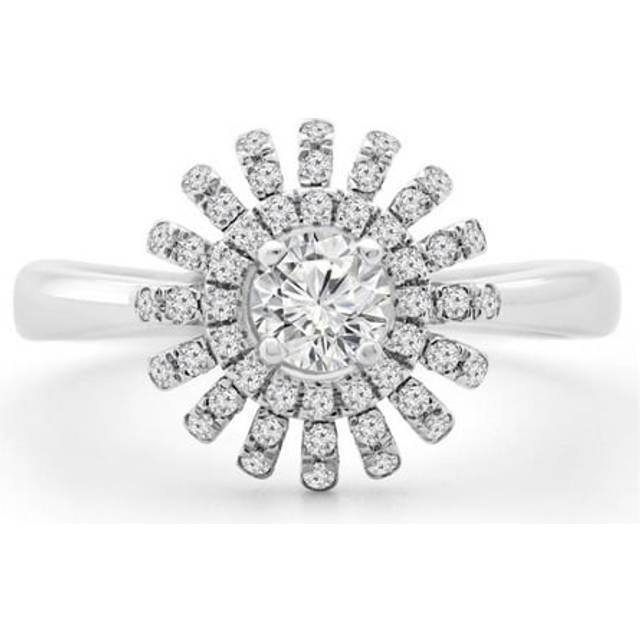 Majesty Diamonds MD240160-4 0.4 CTW Round Diamond Floral Double Halo Ring in 14K White Gold - Size 4