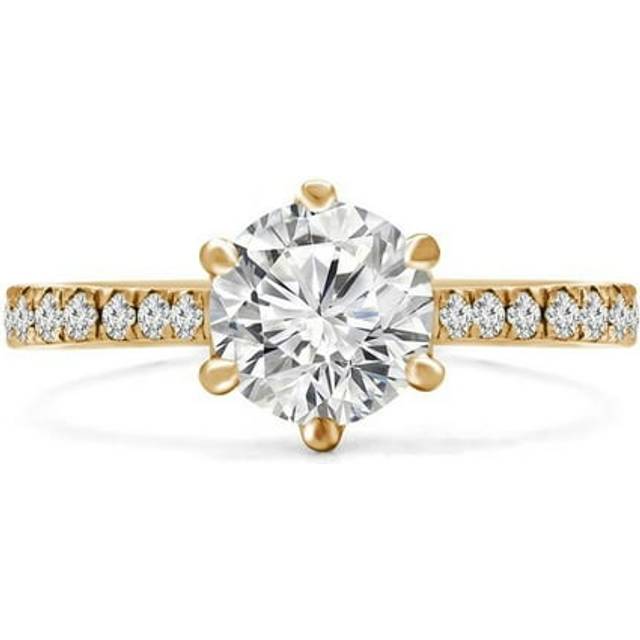 Majesty Diamonds MD240168-5.5 1.5 CTW Round Lab Created Diamond Tapered Solitaire with Accents Engagement Ring in 14K Yellow Gold - Size 5.5