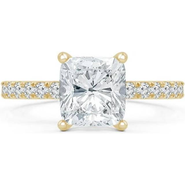 Majesty Diamonds MD240126-4 2.38 CTW Cushion Diamond Solitaire with Accents Engagement Ring in 14K Yellow Gold - Size 4