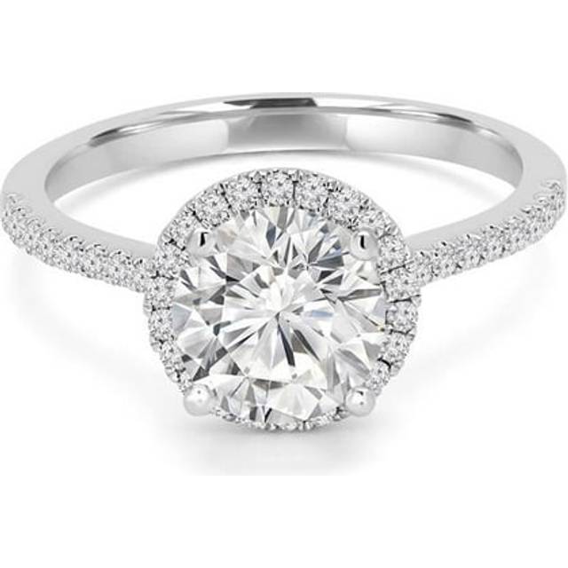 Majesty Diamonds MD240258-7 1.5 CTW Round Lab Created Diamond Cathedral Halo Engagement Ring with Accents in 14K White Gold - Size 7