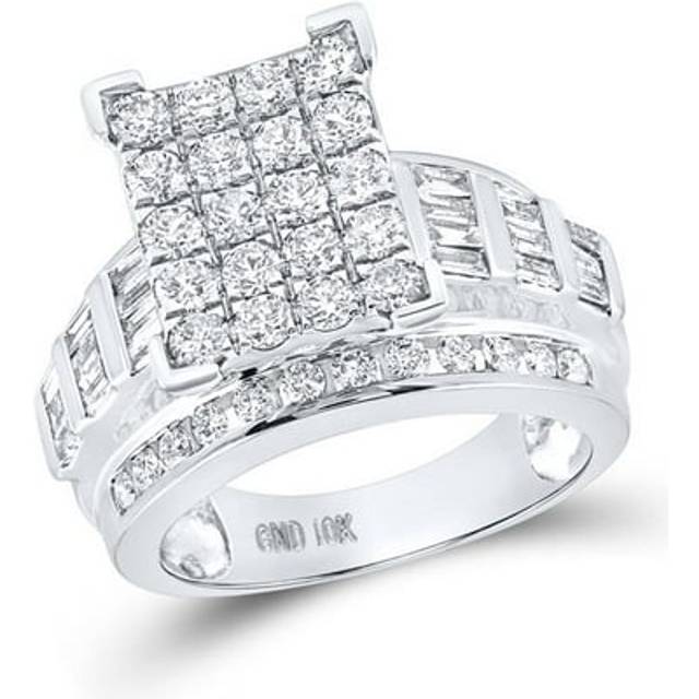 GND 116380 2.00 CTW 10KT White Gold Womens Round Diamond Cindys Dream Cluster Bridal Wedding Engagement Ring, Size 8