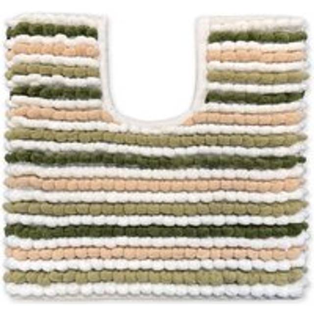 Allure Bath Fashions Green Striped Chunky Bobble Pedestal Toilet Mat - 50 x 50cm