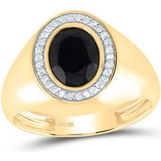 GND 175285 10K 0.16 CTW Diamond P1 9 x 7 mm Oval Onyx Black Mens Ring