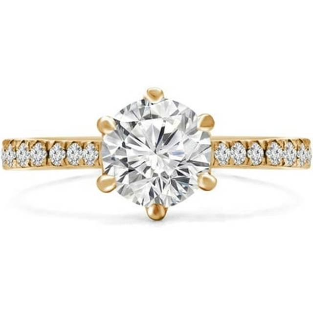 Majesty Diamonds MD240168-3 1.5 CTW Round Lab Created Diamond Tapered Solitaire with Accents Engagement Ring in 14K Yellow Gold - Size 3