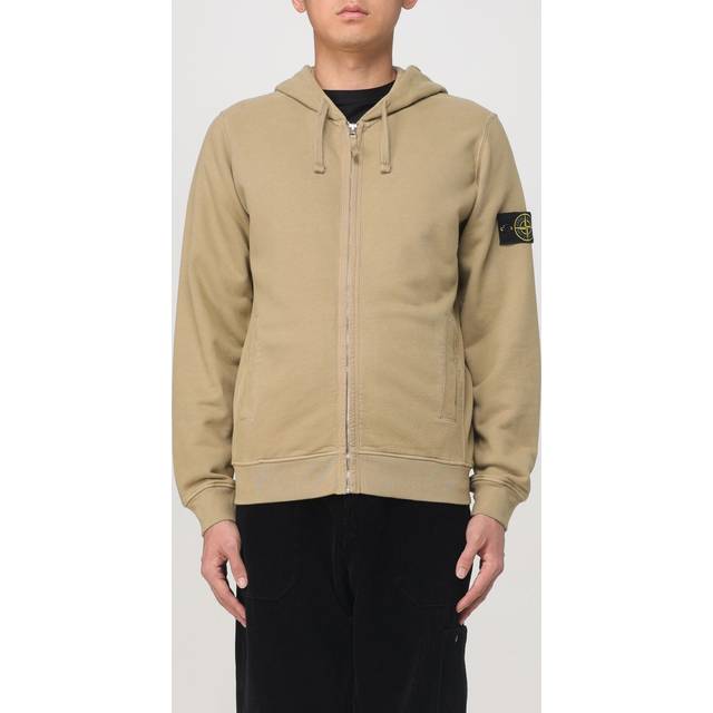 Stone Island Men's Zip Hooded Sweatshirt Biscuit - Yellow - Size: Regular/36
