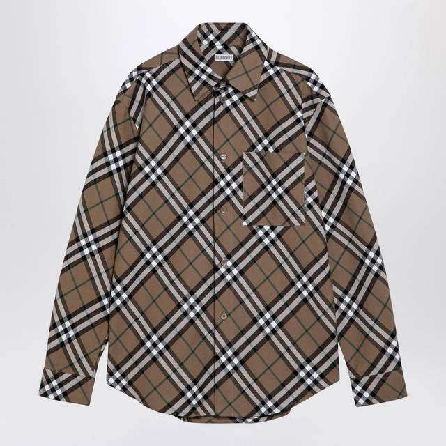 Beige Check Cotton Shirt