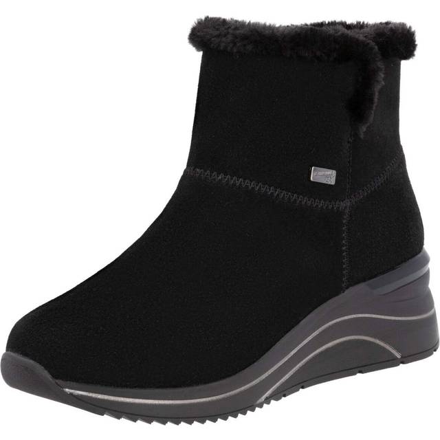 Leather Wedge-Heel Ankle Boots - DRS40509 / 326 366 - Black