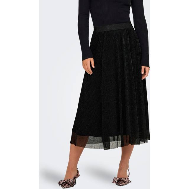Glittery Full Midi Skirt - Black