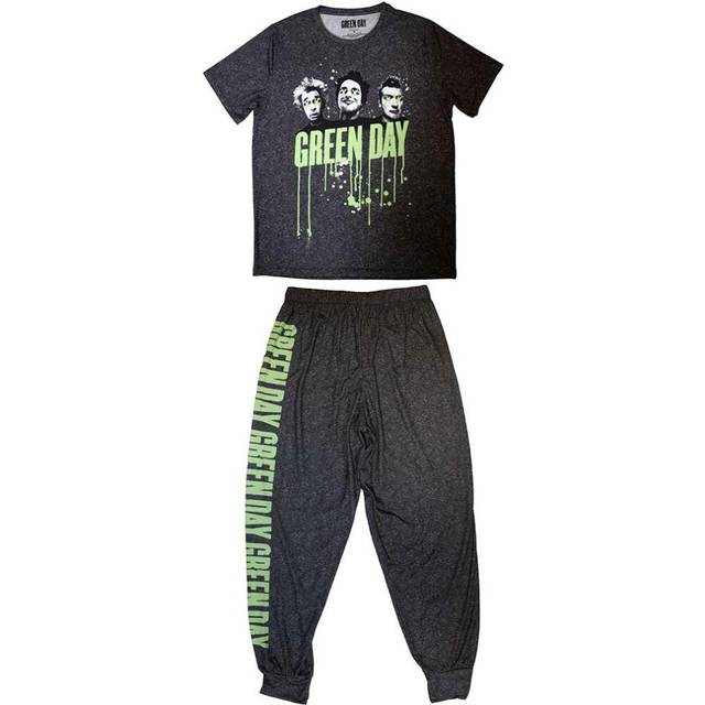 (S, Black) Green Day Unisex Adult Drips Long Pyjama Set