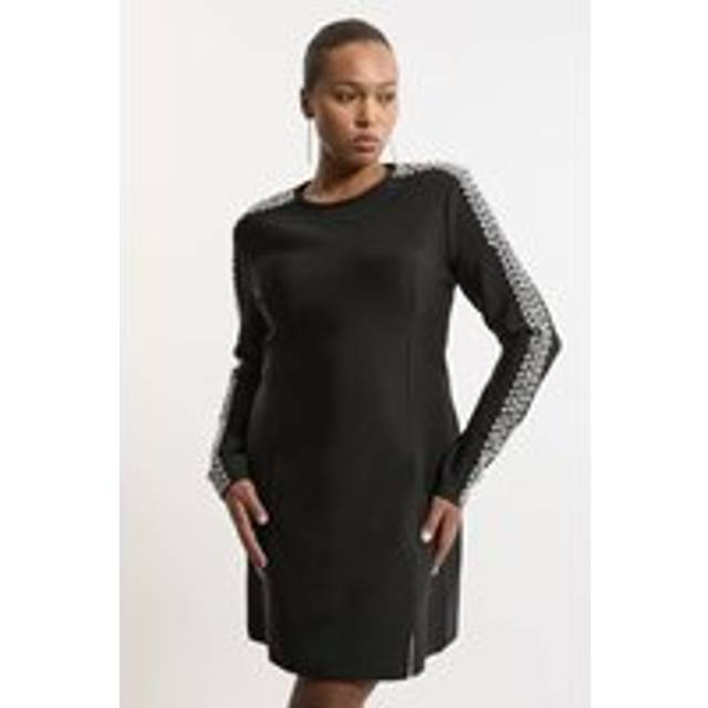 Plus Size Figure Form Bandage Knit Embellished Mini Dress - Black