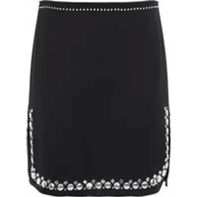 Black Satin Studded Mini Skirt