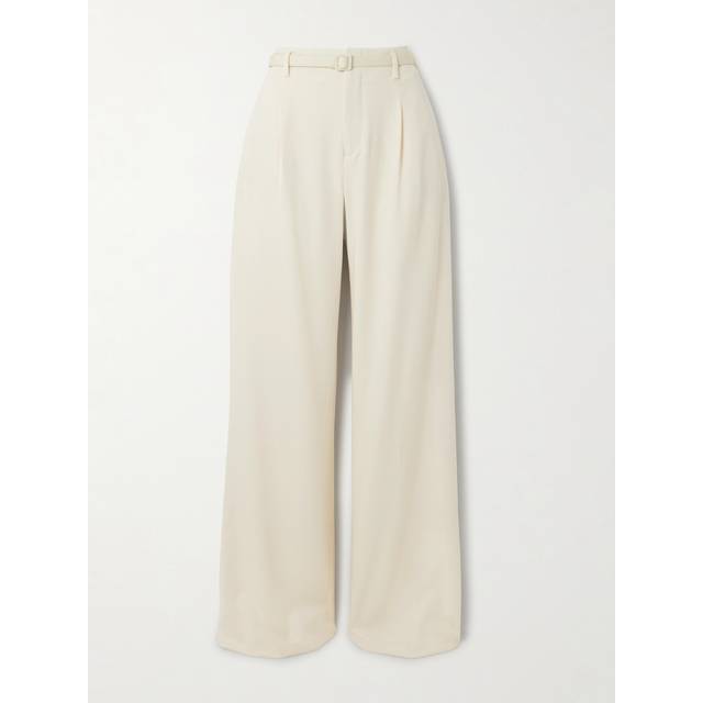 Ralph Lauren Collection - Acklie Belted Pleated Wool Wide-leg Pants - Cream - US 8