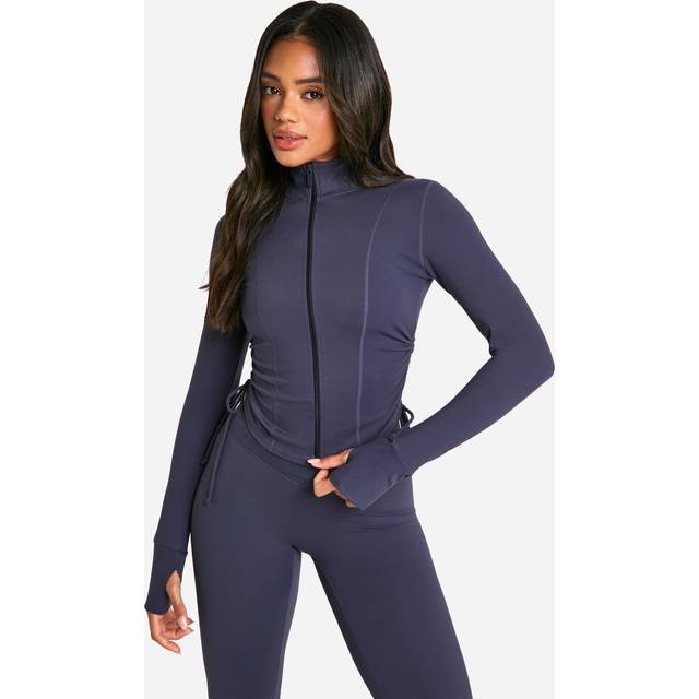 Womens DSGN Studio Supersoft Sculpt Ruched Side Sports Jacket - Blue - L