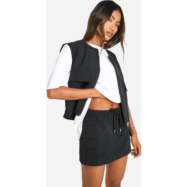 Womens Cargo Micro Mini Skirt - Black - 14, Black