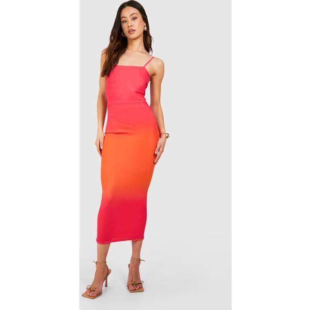 Womens Tall Mesh Ombre Printed Midaxi Dress - Pink - 14, Pink