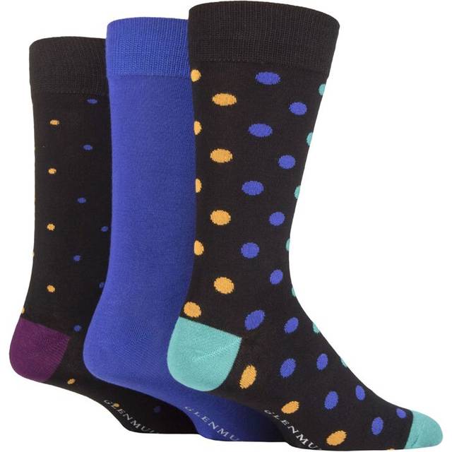 Mens 3 Pair Spotted Bamboo Socks Gift Box Black/Blue 7-11 - UK 7-11