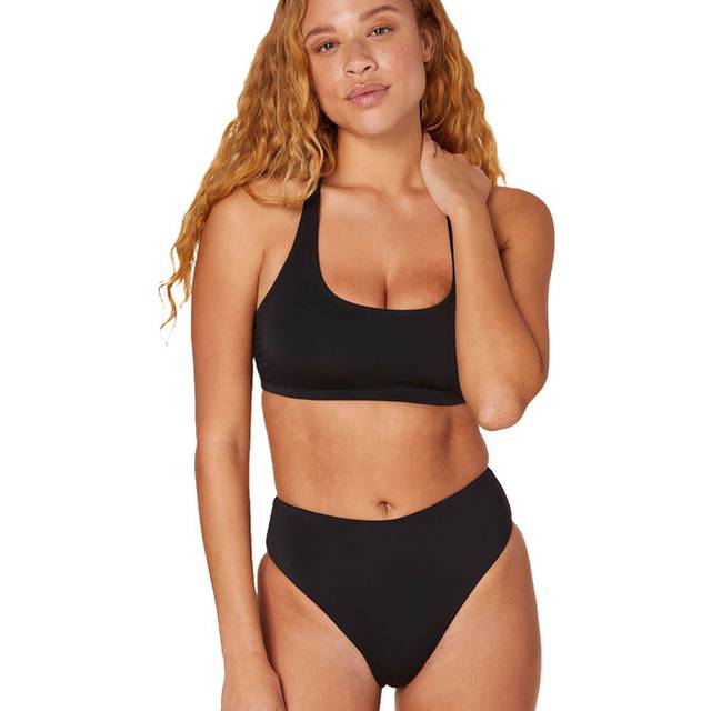 The 90s High Waist Bikini Bottom - Eco Nylon - Black - BLACK / XS