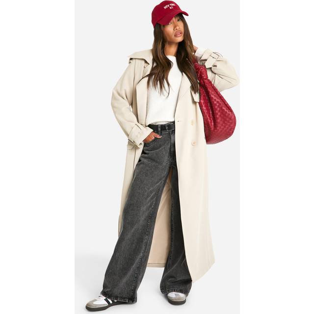 Womens Oversized Double Breast Trench Coat - Beige - 16, Beige