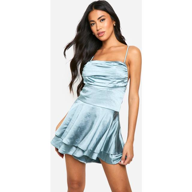 Womens Satin Strappy Playsuit - Blue - 16, Blue