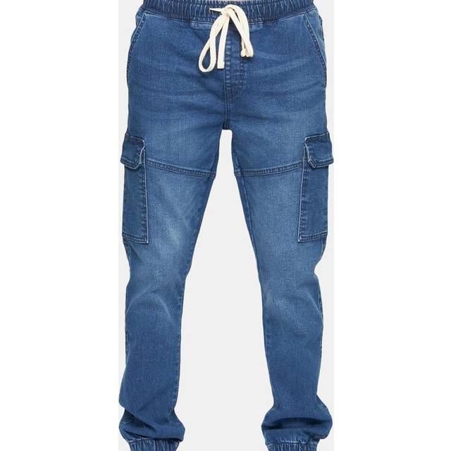 (30R, Stone Wash) Crosshatch Mens Malimore Cuffed Ankle Cargo Jeans