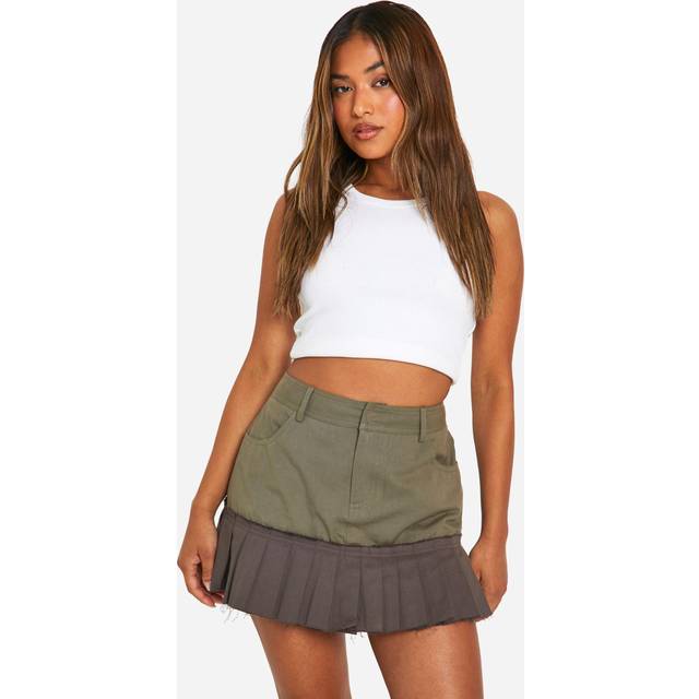 Womens Petite Pleated Micro Mini Skirt - Green - 6, Green