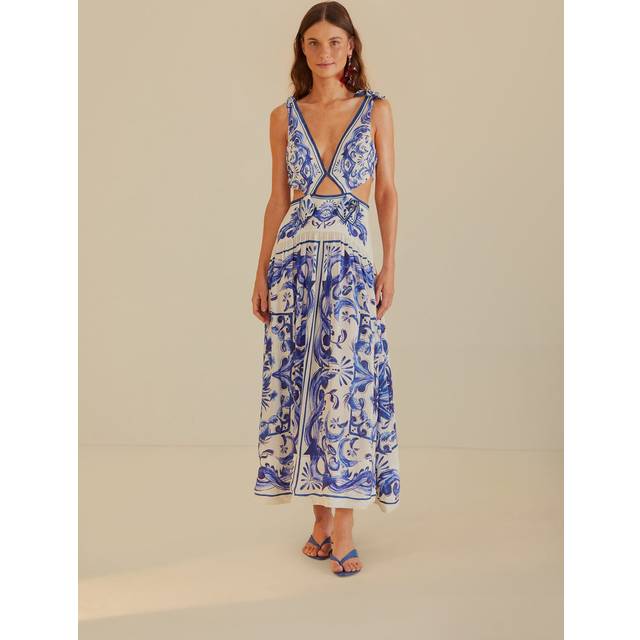 Off-White Garden Tiles Maxi Dress, GARDEN TILES OFF-WHITE / XL