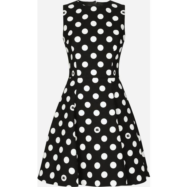Dolce & Gabbana Short Cotton Rush-stitch Brocade Dress With Polka-dot Print - Woman Dresses Print 52